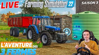 PREMIER LIVE SUR LAVENTURE DES 3 FERMES  Farming Simulator 22 [upl. by Ztnahc]