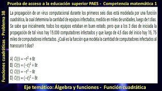 Álgebra y Funciones  Funciones cuadráticas  Problema 38 [upl. by Sueahccaz]