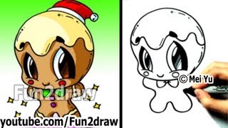 How to Draw Christmas Pictures  How to Draw a Gingerbread Man  Cute amp Easy  Cute Art  Fun2draw [upl. by Cronin]