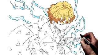 How To Draw Zenitsu Thunder Clap  Step By Step  Demon Slayer [upl. by Eillit]