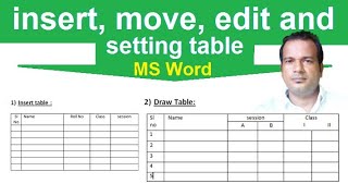 How to insert move and edit table in MS Word  Insert table and draw table [upl. by Seward55]