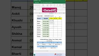 Datedif datedif exceltech excelshortcuts excelgyan exceltips excel exceltricks excelworld [upl. by Aratahs779]