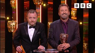 Lee Mack and Chris McCausland make the funniest presenting duo 😂  The BAFTAS 2022  BBC [upl. by Airdnoed]