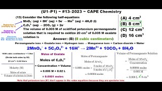 Stoichiometry Redox Titration of AllIon Reactants  202313U1P1 CAPE Chemistry [upl. by Kendal876]