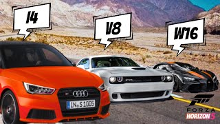 DRIVING DIFFERENT CYLINDER CARS  4 6 8 12 16  GAMEPLAY  FORZA HORIZON 5 [upl. by Emlen949]