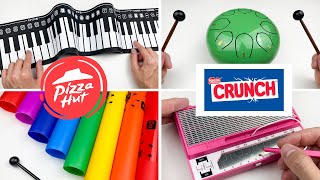 Pizza Hut amp Crunch Commercial Jingles On Cool Instruments [upl. by Hairahcez273]