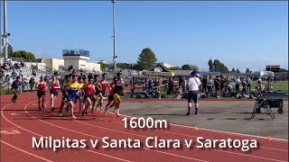 2024 Milpitas v SC v Saratoga 1600m races [upl. by Adnole26]