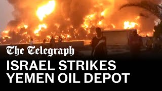 Flames seen across Middle East as Israel strikes Yemen [upl. by Licec]