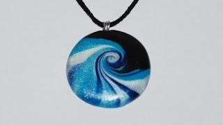 Swirled Polymer Clay Pendant  Ocean Wave [upl. by Asus]