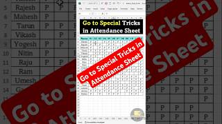 Go to Special Tricks in Attendance Sheet  Attendance Sheet Tricks  Go to Special  exceltricks [upl. by Chouest]