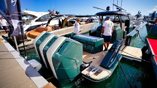 Miami Boat Show 2023 Docks  Craziness and Complete Walk Through [upl. by Dibrin228]