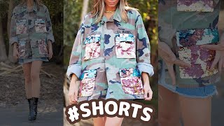 DIY EASY Camo Jacket with Sequin Pockets  DIY with Orly Shani shorts [upl. by Boeschen887]