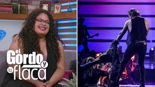 Fan que le arrancó la chamarra a Maluma en Premios Juventud nos visitó en El Gordo y La Flaca [upl. by Nirehtac350]