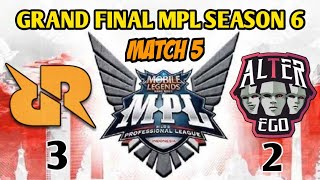 GRAND FINAL MPL SEASON 6 MATCH 5 RRQ VS ALTER EGO VYN amp ALBERT PENYELAMAT RRQ CONGRATS RRQ [upl. by Ynohtnaeoj]