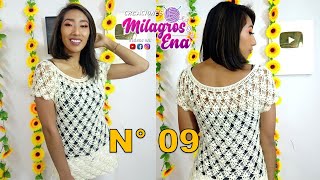 BLUSAS N° 9 tejidas a crochet en punto Piñitas y Espuma de Mar PASO A PASO tallas S M L XL XXL [upl. by Stav]