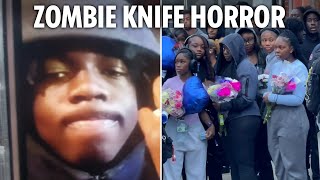 Tributes to boy 15 stabbed to death with zombie knife amp left dying on street as pals share agony [upl. by Ydnam]