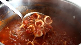 Calamari Marinara  Tender Calamari in Tomato Sauce Recipe [upl. by Bartram]