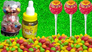 Soft delight fruity jelly beans and delicious bear bunties ASMR blue lollipops mukbang [upl. by Llert]