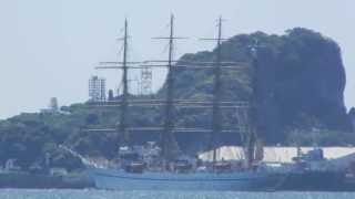 Sail Training ship Nippon Maru II entering the Inland Sea Japan [upl. by Imrots]