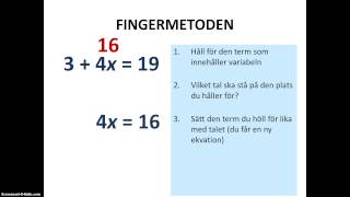 Ekvationslösning fingermetoden [upl. by Fonseca]