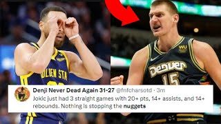 NBA REACT TO DENVER NUGGETS BEATING GOLDEN STATE WARRIORS  NIKOLA JOKIC REACTIONS [upl. by Jillane55]