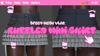 Speed mesh Vlog  RUFFLED MINI SKIRT  blender3d sims4CC adobesubstance3d [upl. by Atekan]