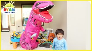 GIANT LIFE SIZE PINK DINOSAUR Family Fun kids pretend play [upl. by Bobina]