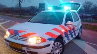 politie met sirene naar aanrijding auto over de kop politie Amsterdam bij de politie [upl. by Suirtimid373]