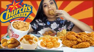 CHURCHS CHICKEN MUKBANG  CRAZY LABOR AND DELIVERY STORY EATING SHOW [upl. by Surtemed]