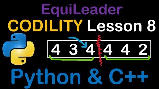 EquiLeader in Python and C Codility Solutions Lesson 8 [upl. by Yddub522]