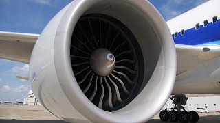 Engine GE90115B of Boeing 777300ER  closeup shots [upl. by Casimire]