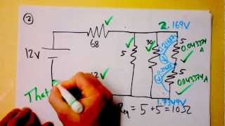 Parallel and Series Resistor Circuit Analysis Worked Example using Ohms Law Reduction  Doc Physics [upl. by Amalle745]