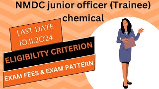 NMDC Junior Officer Chemical recruitment [upl. by Lotsirk]