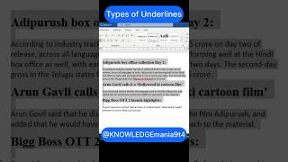 3 types of Underlines Shortcut msword shorts shortcutkeys computer [upl. by Latsyrc231]