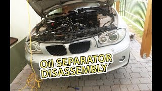 Oil separator CCV PCV dissasembly N46N42 BMW e87 120i Intake Manifold Removal [upl. by Akienahs]