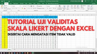 Tutorial Uji Validitas Skala Likert dengan Excel Disertai Cara Mengatasi Item Tidak Valid [upl. by Gladdie]