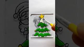 Santa Claus glass painting christmas specialsantaclaus christmas christmastree soloart30 yt [upl. by Nochur802]