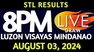 Stl Result Today 800 pm draw August 03 2024 Saturday Luzon Visayas and Mindanao Area Live [upl. by Orola120]