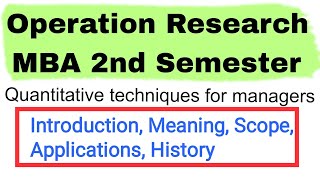 operation research quantitative techniques for managers OR unit1 QTM mba unit 1st OR Meaning [upl. by Eberhard]