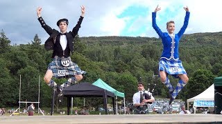 Great Highland Fling performance by competitors at Kenmore Highland Games in Perthshire Scotland [upl. by Nrehtak270]