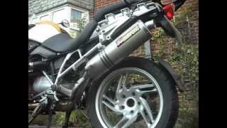 BMW R1200 GS standard exhaust change to an Akrapovic racing line slip on [upl. by Brana]