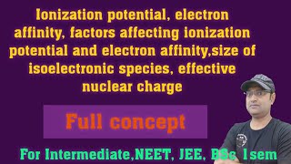 BSc1st Semunit 3Ionization potentialelectron affinity size of ions effective nuclear charge [upl. by Dupaix569]