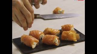 Chef Caprabo Rollitos de salmón frutos secos y mascarpone [upl. by Rolanda]