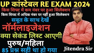 UP POLICE RE EXAM 2024 किस शिफ्ट में कितने नंबर बढ़े हैंकितने नंबर तक हुआ सेलेक्शन शिफ्ट वाइस देखे [upl. by Harbard]