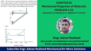 322  Determine crosssectional area of each bar  Mechanical properties  Mechanics of materials [upl. by Enimrej419]