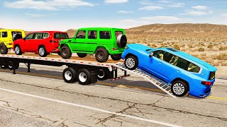 Flatbed Truck Mcqueen  Transportation with Truck  Pothole vs Car 206  BeamNGDrive [upl. by Willdon133]