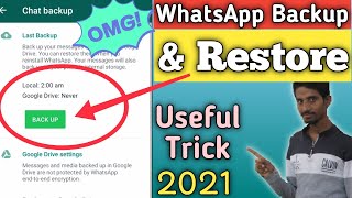 WhatsApp Backup Restore Android 2021  How To Backup WhatsApp Messages  WhatsApp Backup Kaise Kare [upl. by Aline344]