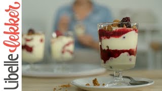 Glaasjes met speculaas mascarpone en rood fruit [upl. by Dlonyar]