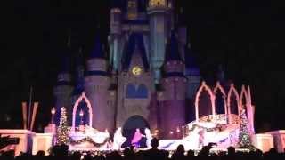 quotA Frozen Holiday Wishquot Cinderella Castle Christmas Lighting Show Debut  The Magic Kingdom 2014 [upl. by Ecaidnac]