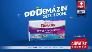 Demazin Allergy amp Hayfever Available at Chemist Warehouse [upl. by Nylehtak]